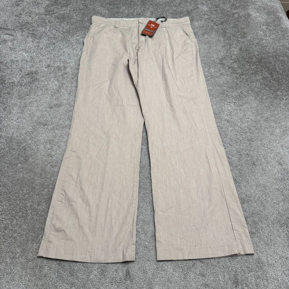 Lee Platinum Label Midrise Trouser Pants Womens 16M Beige Stretch Wide Leg NWT